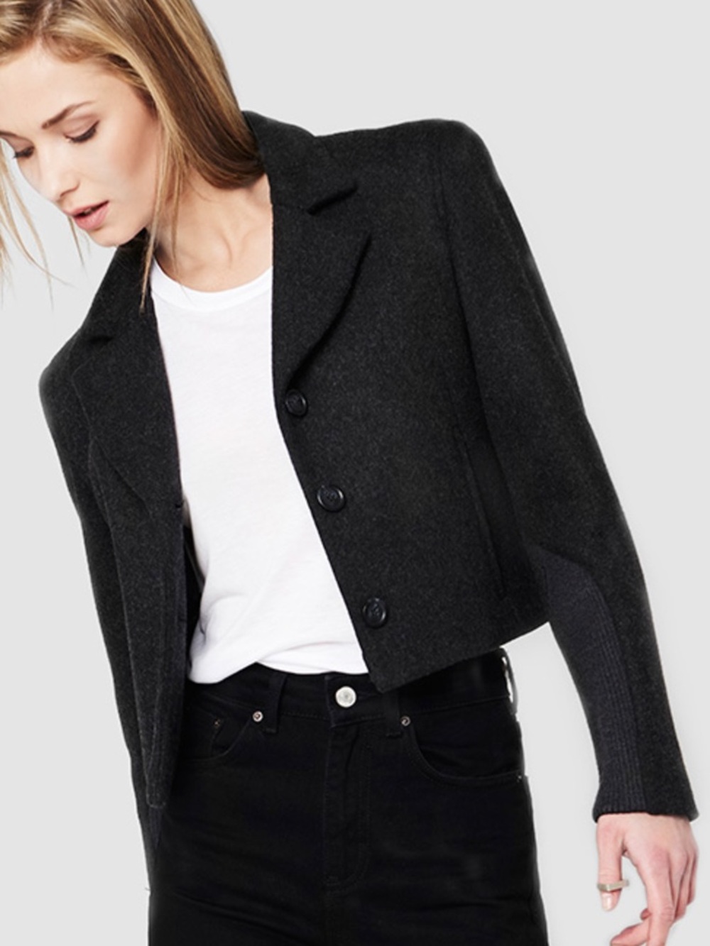 Designer $498 The Arrivals Dark Charcoal Grey Wool-Blend Jacket Coat Old Money